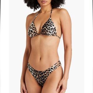 NWT GANNI Leopard-print triangle bikini top M